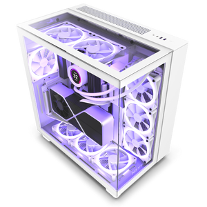 NZXT H9 Elite Dual-Chamber Tempered Glass ATX Mid-Tower Gaming PC Case - White - CM-H91EW-01