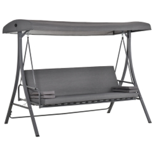 Outsunny 2-in-1 Patio 3 Seater Swing Chair Hammock w/ Cushion Adjustable Canopy Garden