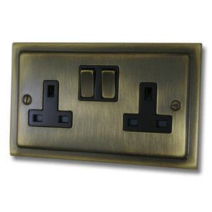 Victorian Antique Brass Socket  (2 Gang)