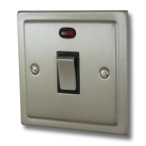 Satin Nickel 20 Amp DP Switch (Metal Switch/Black Insert)