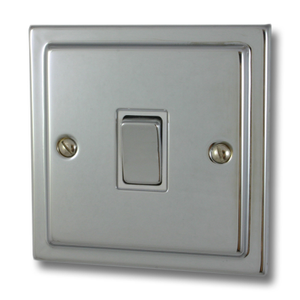 Victorian Polished Chrome Light Switch (1 Gang/White Insert/Polished Chrome Switch)