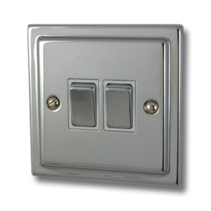 Victorian Polished Chrome Light Switch (2 Gang/White Insert/Polished Chrome Switches)
