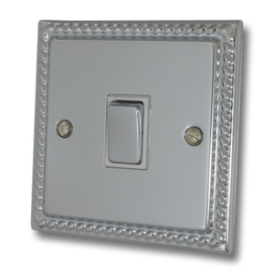 Georgian Polished Chrome Light Switch (1 Gang/White Insert/Chrome Switch)