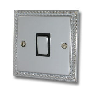Georgian Polished Chrome Light Switch (1 Gang/Black Insert/Chrome Switch)