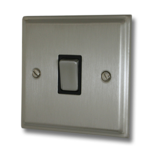Deco Satin Nickel Light Switch (1 Gang/Black Insert/Matching Switch)