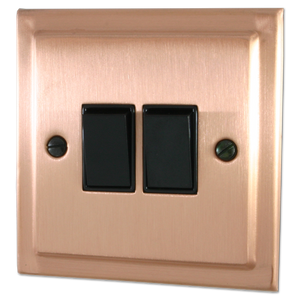Victorian Rose Gold Light Switch (2 Gang/Black Switch)