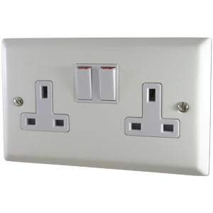 Spectrum White Double Socket (White Switches)