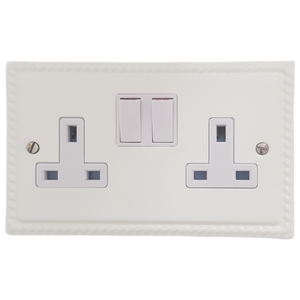 Georgian White Double Socket (White Switches)