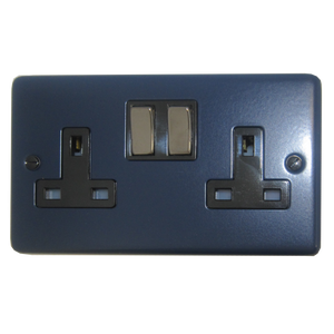 Contour Blue Double Socket (Black Insert/Black Nickel Switches)