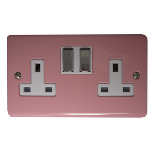 Contour Gloss Pink Double Socket (White Insert/Polished Chrome Switches)