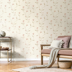 Vymura Bellagio Floral Cream/Pink Metallic Wallpaper - M95632
