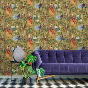 Holden Decor Yasuni Tropical Birds Ochre Wallpaper - 91402