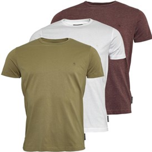 French Connection Mens Three Pack Crew T-Shirts Multi 5 - Chateaux Melange/Light Khaki/White