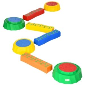 Outsunny Eight-Piece Kids Stepping Stones, with Non-Slip Surface & Bottom, for Toddlers - Multicoloured