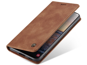 CaseMe Slim Synthetic Leather Wallet Case with Stand for Samsung Galaxy S23 - Tan