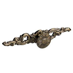 Baroque Ornate Cabinet/Drawer Knob With Backplate - Antique Brass - Elite Knobs & Handles