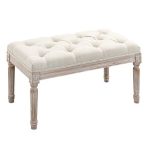HOMCOM 80cm End of Bed Bench, Window Seat, Tufted Bench for Bedroom, Hallway, Living Room, Cream White