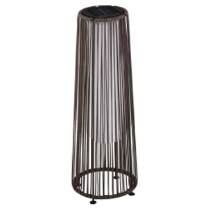 Outsunny Patio Garden PE Rattan Solar Lights Woven Resin Wicker Lantern Auto On/Off Solar Powered Lights for Porch, Yard, Lawn, Courtyard, Indoor & Outdoor  Brown