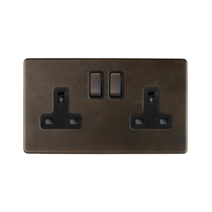 The Westminster Collection Vintage Brass 2 Gang Double Pole Socket 13A