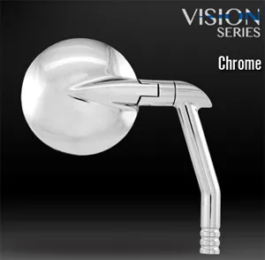 Performance Machine Round Mirrors In Chrome Finish For Harley Davidson & Custom Motorcycles (Sold Singly) (0064-2035-CH)