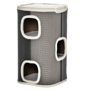 PawHut Cat Barrel Scratching Post Cat Tree for Indoor Cats Kitten Climbing Frame Pet Play Tower Soft Plush & Lamb Fleece Grey