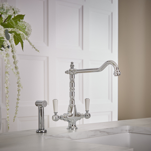 Milano Elizabeth - Classic Kitchen Mixer Tap with Pull-Out Spray - Chrome and White