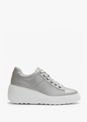 Delf Silver Leather Wedge Trainers