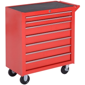 DURHAND 7-Drawer Tool Box on Wheels Tool Cabinet 150 Load with Lockable Swivel Castors, Red