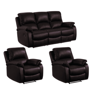 Roma Brown Leather Manual Recliner 3+1+1 Seater Sofa Set