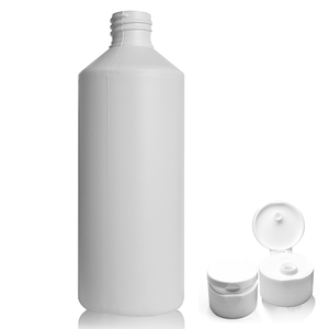 500ml White PCR HDPE Plastic Bottle With Flip-Top Cap - Smooth White