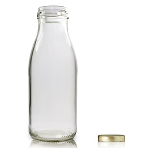 250ml Clear Glass Juice Bottle With Twist Off Cap - Gold