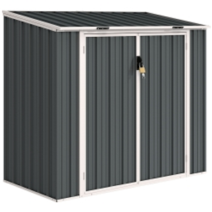Outsunny 5ft x 3ft Garden 2-Bin Steel Storage Shed, Double Rubbish Storage Shed, Hide Dustbin w/ Locking Doors and Openable Lid