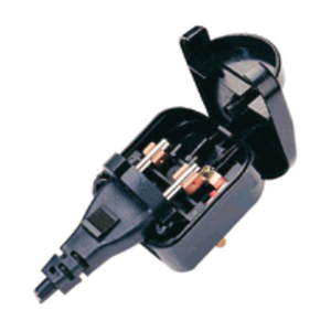 Schuko UK 3 Pin Plug - Black (Converts European Round 2 Pin Plug)