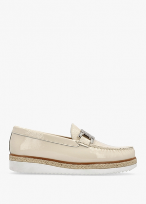 Peonie Beige Patent Leather Loafers
