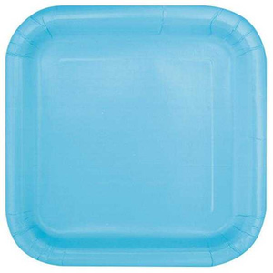 Powder Blue Square Plates (14 Pack)