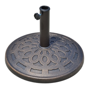 Outsunny 14kg Round Garden Parasol Base Holder Decorative Resin Market Umbrella Stand with Adjustable Coupler, Bronze