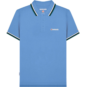 Lambretta Mens Triple Tipped Polo Shirt - S / Azure/Blue/White