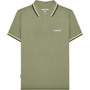 Lambretta Mens Triple Tipped Polo Shirt - 2XL / Desert Sage/White