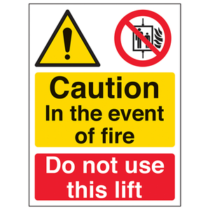 Warning Machinery- in the event of fire do not use these lifts - 150 x 200mm