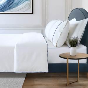 800 Thread Count Egyptian Cotton Duke of Bliss Lux Buttery Smooth Duvet Cover - Navy Peony Accent