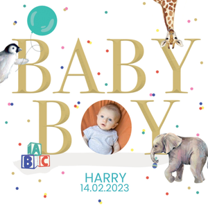 Moonpig Clintons Gorgeous Baby Boy Photo Upload Card