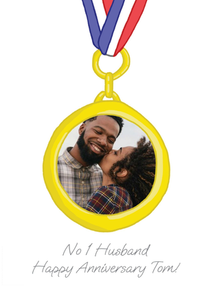 Gold Medal Photo Upload Anniversary Card