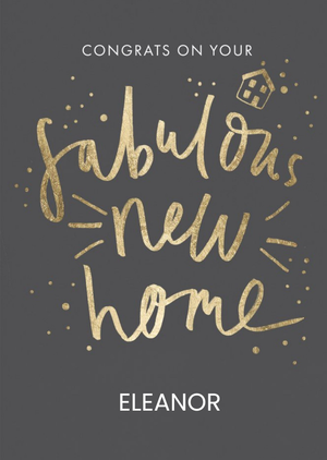 Handwritten Gold Typography Fabulous New Home Card