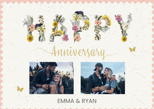 Clintons Happy Anniversary Photo Upload Floral Card