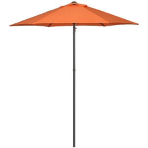 Outsunny 2m Garden Parasol Umbrella, Outdoor Sun Shade with 6 Sturdy Ribs for Balcony, Bench, Garden, Orange