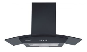 A Energy Rated 70cm Black Curved Glass Chimney Cooker Hood