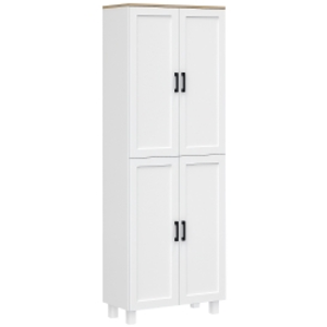 HOMCOM Freestanding Kitchen Cupboard, 4-Door Storage Cabinet Organiser with Adjustable Shelves White Wood Effect