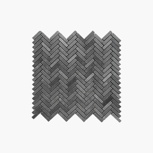 Marble Mosaic Herringbone 10x40mm Tumbled Basalt