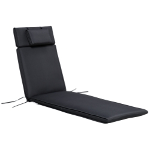 Outsunny Garden Sun Lounger Cushion Replacement Soft Sunbed Reclining Chair Relaxer Pad with Pillow, Cushion ONLY - Black