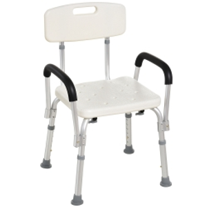 HOMCOM Adjustable Shower Chair, Shower Seat, Portable Medical Stool with Adjustable Back and Armrest for Mobility